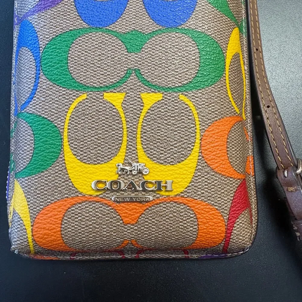 Coach Pride Phone Crossbody In Rainbow Signature Canvas C9943